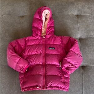 Patagonia Hi Loft Down Fuchsia Pink Puffer Hooded Coat Jacket, 4T
